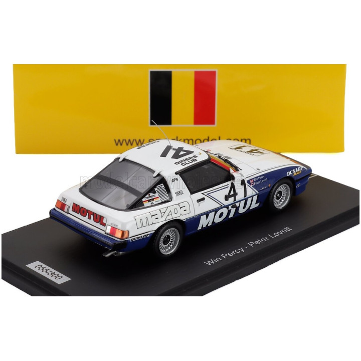 SPARK MODEL MAZDA RX-7 TEAM MOTUL TWR N 41 24h SPA 1981 PETE LOVETT - WIN PERCY - WHITE BLUE 1/43