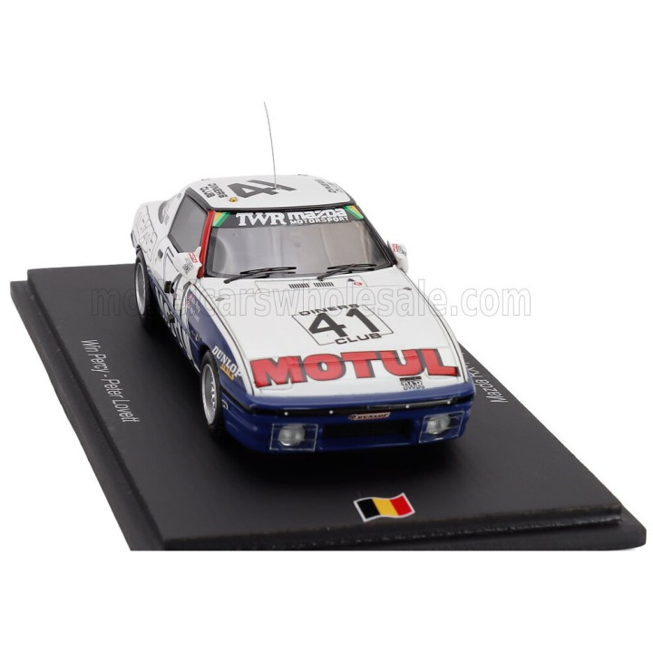SPARK MODEL MAZDA RX-7 TEAM MOTUL TWR N 41 24h SPA 1981 PETE LOVETT - WIN PERCY - WHITE BLUE 1/43