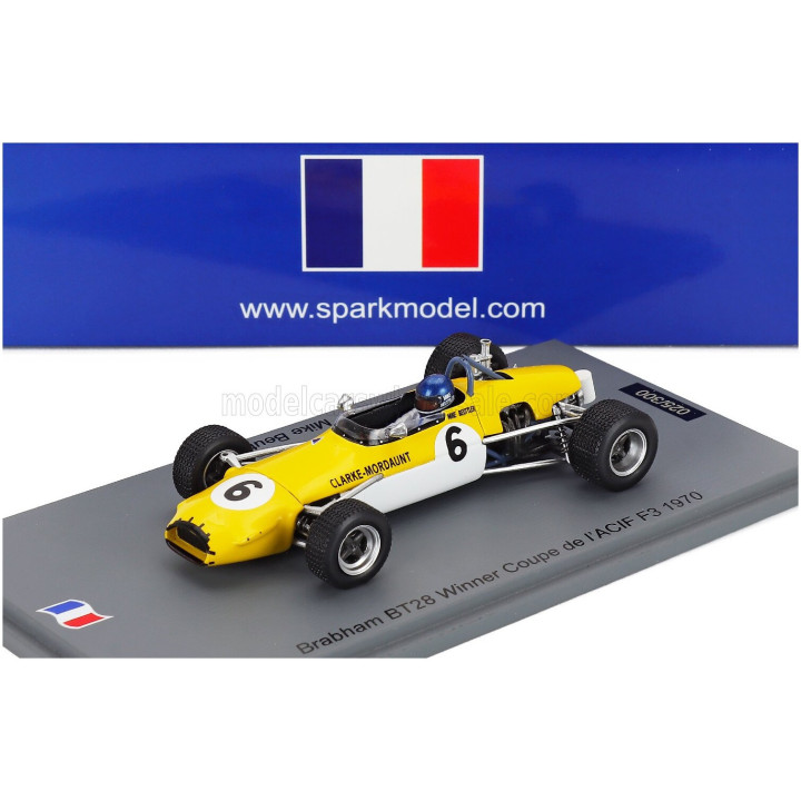 SPARK MODEL BRABHAM F3 BT28 N 6 WINNER ACIF 1970 MIKE BEUTTLER - YELLOW WHITE 1/43