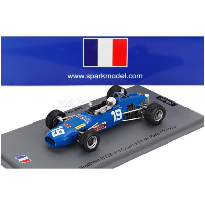 SPARK MODEL BRABHAM F3 BT28 N 19 3rd PARIS GP 1970 BOB WOLLEK - LIGHT BLUE 1/43