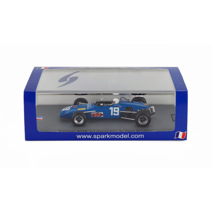 SPARK MODEL BRABHAM F3 BT28 N 19 3rd PARIS GP 1970 BOB WOLLEK - LIGHT BLUE 1/43