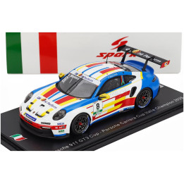SPARK MODEL PORSCHE 911 992 GT3 N 8 PORSCHE CARRERA CUP ITALY CHAMPION 2025 KAEGAN MASTERS - WHITE BLUE 1/43
