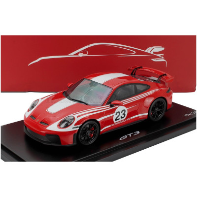 SPARK MODEL PORSCHE 911 992-2 GT3 N 23 COUPE SALZBURG LIVERY 2025 - CON VETRINA - WITH SHOWCASE - RED WHITE 1/18