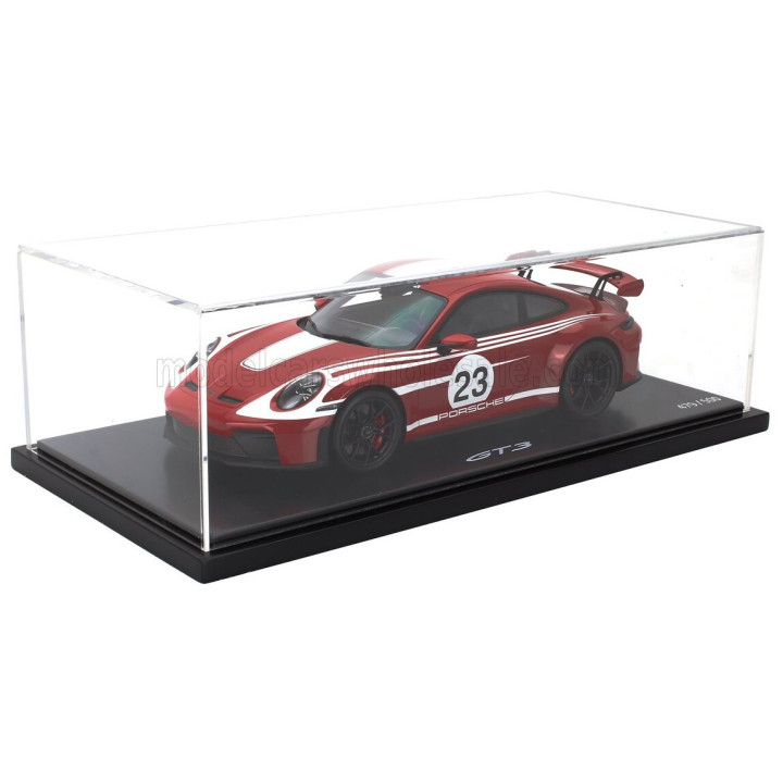 SPARK MODEL PORSCHE 911 992-2 GT3 N 23 COUPE SALZBURG LIVERY 2025 - CON VETRINA - WITH SHOWCASE - RED WHITE 1/18