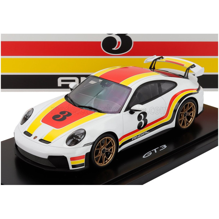 SPARK MODEL PORSCHE 911 992-2 GT3 N 3 COUPE ANDIAL DESIGN 2025 - CON VETRINA - WITH SHOWCASE - WHITE 1/18