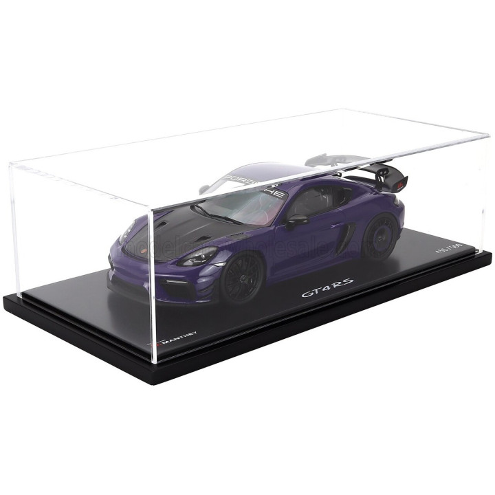 SPARK MODEL PORSCHE 718 (982) CAYMAN GT4 RS MANTHEY KIT 2024 - CON VETRINA - WITH SHOWCASE - ULTRAVIOLET PURPLE BLACK 1/18