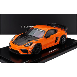 SPARK MODEL PORSCHE 718 (982) CAYMAN GT4 RS 2024 - CON VETRINA - WITH SHOWCASE - PASTEL ORANGE BLACK 1/18
