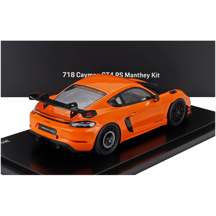 SPARK MODEL PORSCHE 718 (982) CAYMAN GT4 RS 2024 - CON VETRINA - WITH SHOWCASE - PASTEL ORANGE BLACK 1/18