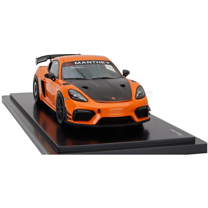 SPARK MODEL PORSCHE 718 (982) CAYMAN GT4 RS 2024 - CON VETRINA - WITH SHOWCASE - PASTEL ORANGE BLACK 1/18