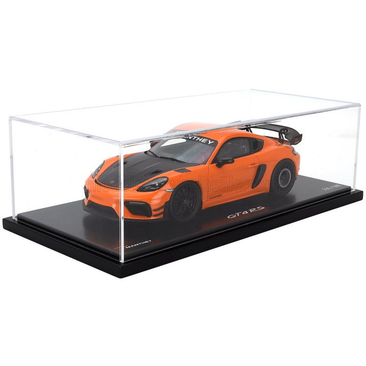 SPARK MODEL PORSCHE 718 (982) CAYMAN GT4 RS 2024 - CON VETRINA - WITH SHOWCASE - PASTEL ORANGE BLACK 1/18