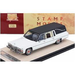 STAMP MODELS CADILLAC SUPERIOR 1980 - HEARSE - CARRO FUNEBRE - FUNERAL CAR - WHITE BLACK 1/43