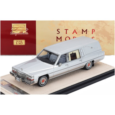 STAMP MODELS CADILLAC SUPERIOR 1980 - HEARSE - CARRO FUNEBRE - FUNERAL CAR - SILVER BLACK 1/43