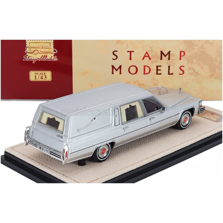 STAMP MODELS CADILLAC SUPERIOR 1980 - HEARSE - CARRO FUNEBRE - FUNERAL CAR - SILVER BLACK 1/43