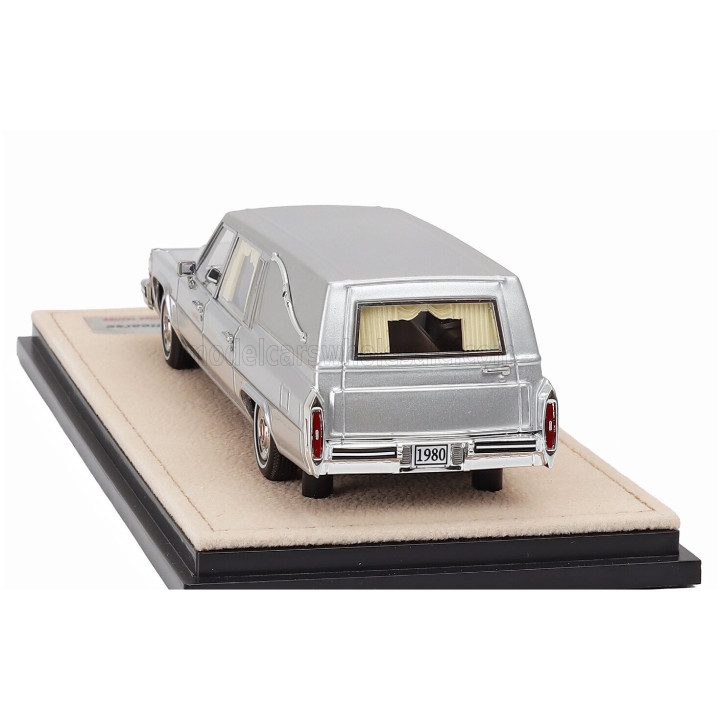 STAMP MODELS CADILLAC SUPERIOR 1980 - HEARSE - CARRO FUNEBRE - FUNERAL CAR - SILVER BLACK 1/43