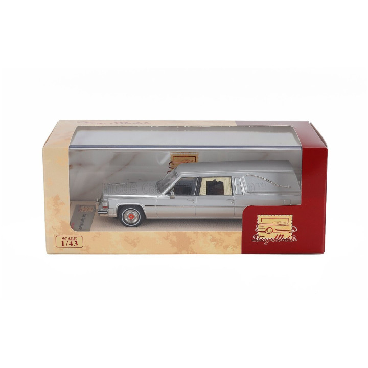 STAMP MODELS CADILLAC SUPERIOR 1980 - HEARSE - CARRO FUNEBRE - FUNERAL CAR - SILVER BLACK 1/43