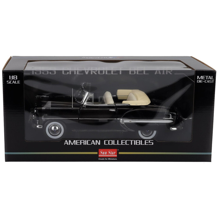 SUN STAR CHEVROLET BEL AIR OPEN ROOF CONVERTIBLE 1953 - BLACK 1/18