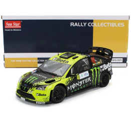 SUN STAR FORD ENGLAND FOCUS RS WRC08 MONSTER N 46 RALLY SHOW MONZA 2009 VALENTINO ROSSI - CARLO CASSINA - MATT BLACK YELLOW 1/18
