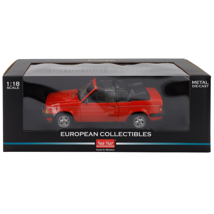 SUN STAR FORD ENGLAND ESCORT XR3i 1.6 MKIII RHD CABRIOLET OPEN 1984 - RED 1/18