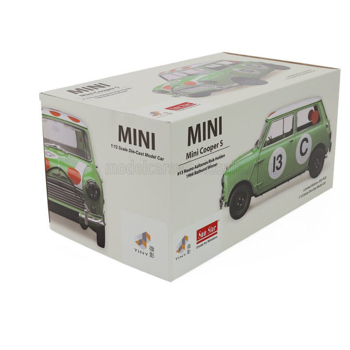 SUN STAR MORRIS MINI COOPER S N 13 WINNER BATHURST GALLAHER 500 1966 RAUNO AALTONEN - BOB HOLDEN - GREEN WHITE 1/12