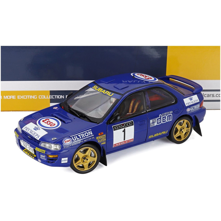 SUN STAR SUBARU IMPREZA WRC 555 N 1 WINNER RALLY MEMORIAL BETTEGA 1993 COLIN McRAE - BLUE YELLOW GOLD 1/18