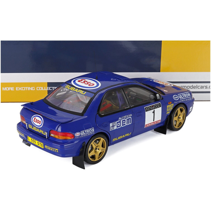 SUN STAR SUBARU IMPREZA WRC 555 N 1 WINNER RALLY MEMORIAL BETTEGA 1993 COLIN McRAE - BLUE YELLOW GOLD 1/18