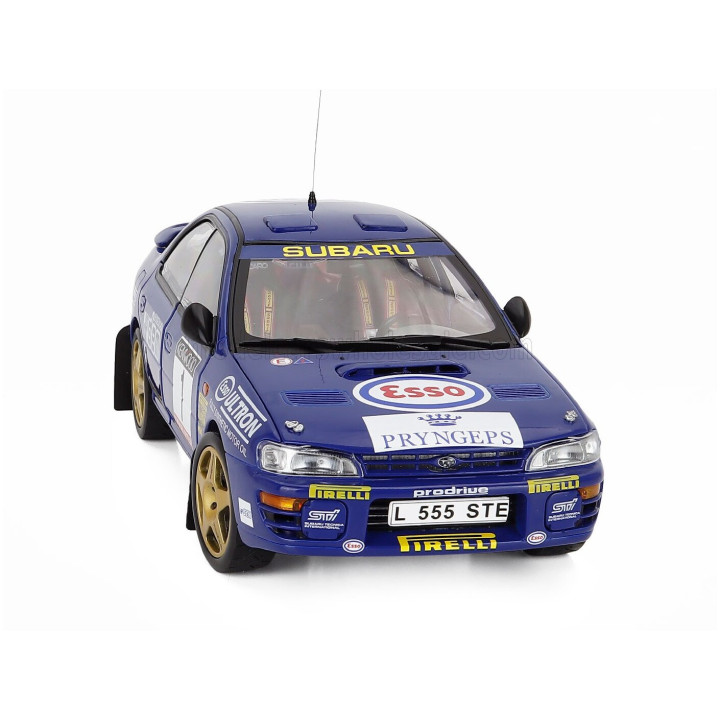 SUN STAR SUBARU IMPREZA WRC 555 N 1 WINNER RALLY MEMORIAL BETTEGA 1993 COLIN McRAE - BLUE YELLOW GOLD 1/18