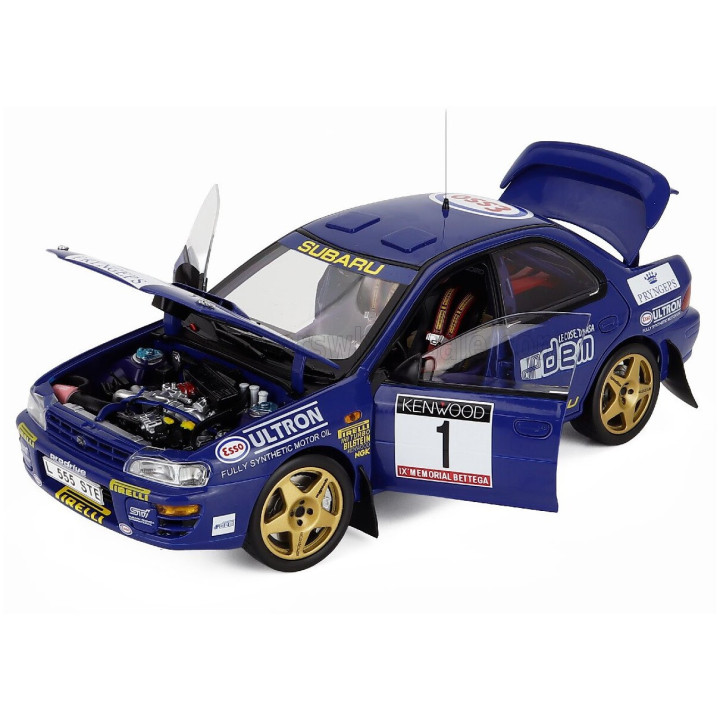 SUN STAR SUBARU IMPREZA WRC 555 N 1 WINNER RALLY MEMORIAL BETTEGA 1993 COLIN McRAE - BLUE YELLOW GOLD 1/18