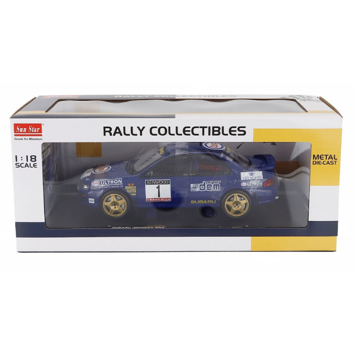 SUN STAR SUBARU IMPREZA WRC 555 N 1 WINNER RALLY MEMORIAL BETTEGA 1993 COLIN McRAE - BLUE YELLOW GOLD 1/18