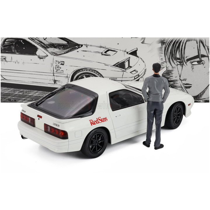 SUN STAR MAZDA RX-7 WITH TAKAHASHI RYOSUKE FIGURE 2006 - WHITE 1/18