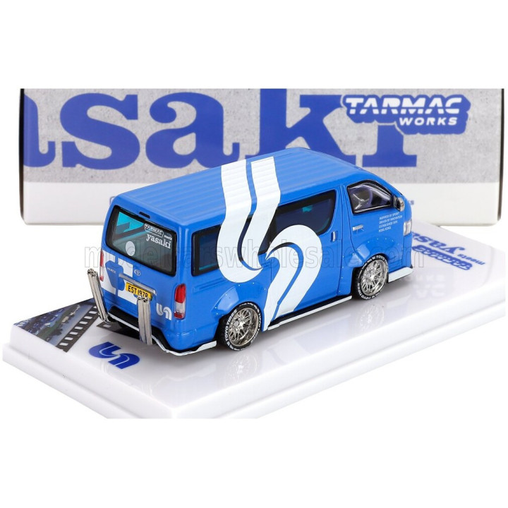 TARMAC TOYOTA HIACE MINIBUS WIDEBODY YASAKI 2018 - BLUE WHITE 1/64
