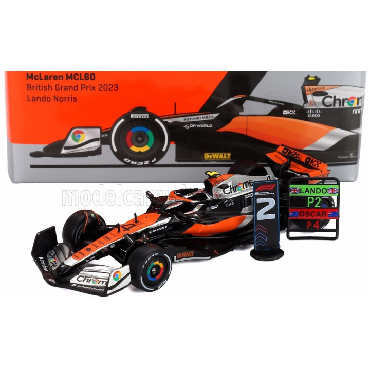 TARMAC McLAREN F1 MCL60 TEAM McLAREN N 4 2nd BRITISH GP 2023 LANDO NORRIS - ORANGE BLACK 1/64