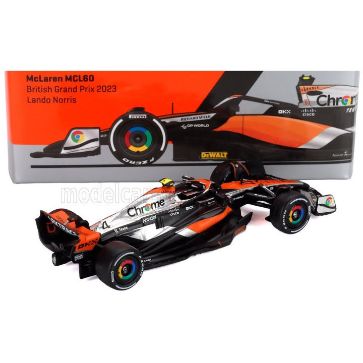 TARMAC McLAREN F1 MCL60 TEAM McLAREN N 4 2nd BRITISH GP 2023 LANDO NORRIS - ORANGE BLACK 1/64