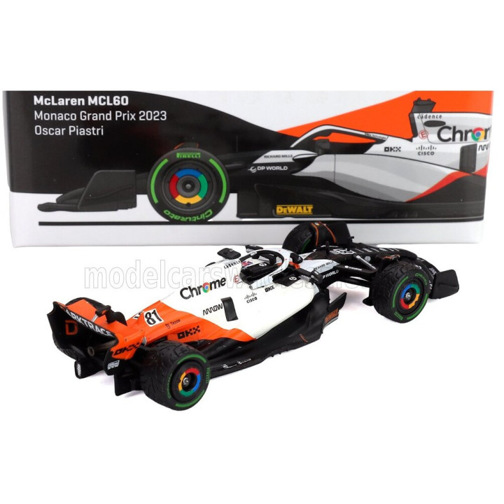 TARMAC McLAREN F1 MCL60 TEAM McLAREN N 81 MONACO GP 2023 OSCAR PIASTRI - WHITE ORANGE BLACK 1/64