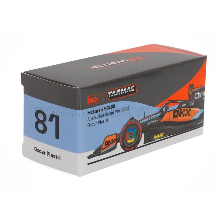 TARMAC McLAREN F1 MCL60 TEAM McLAREN N 81 AUSTRALIAN GP 2023 OSCAR PIASTRI - WHITE ORANGE BLACK 1/64