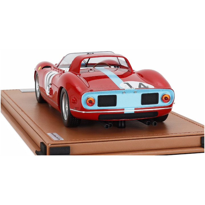 TECNOMODEL FERRARI 330P 4.0L V12 SPIDER TEAM MARANELLO CONCESSIONAIRES N 14 2nd 24h LE MANS 1964 JO BONNIER - GRAHAM HILL - RED
