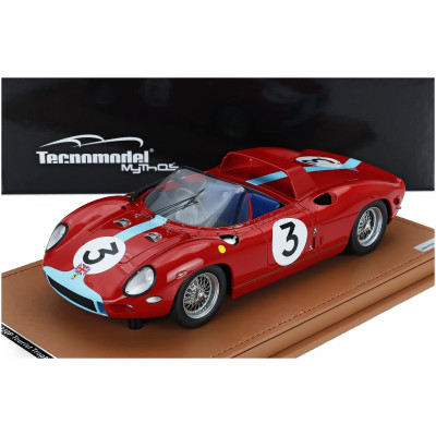 TECNOMODEL FERRARI 330P 4.0L V12 SPIDER N 3 WINNER TOURIST TROPHY 1964 GRAHAM HILL - RED LIGHT BLUE 1/18
