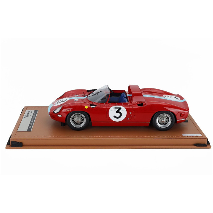 TECNOMODEL FERRARI 330P 4.0L V12 SPIDER N 3 WINNER TOURIST TROPHY 1964 GRAHAM HILL - RED LIGHT BLUE 1/18