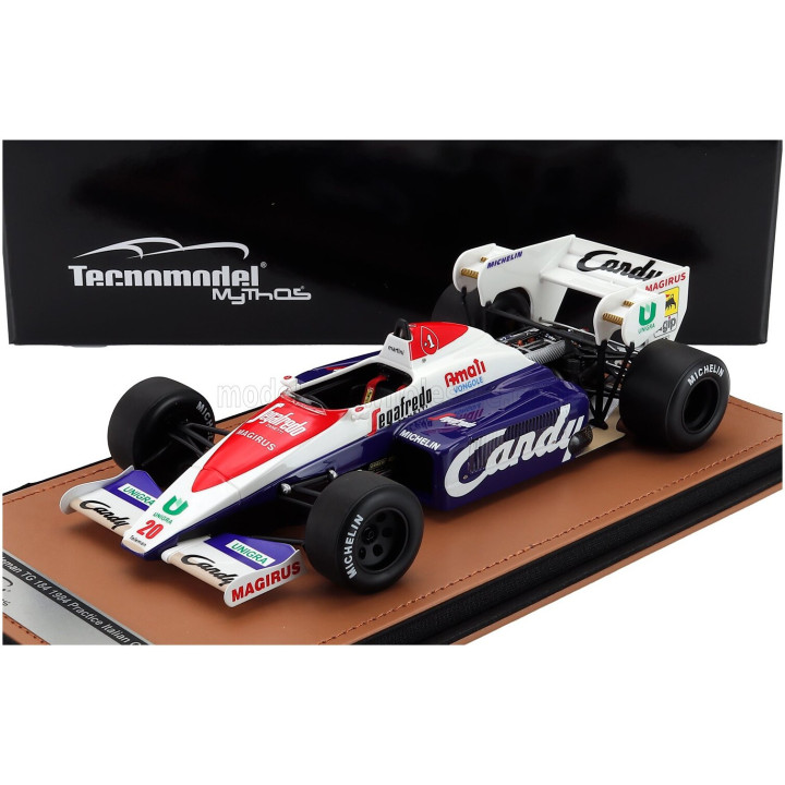 TECNOMODEL TOLEMAN F1 TG184 HART TURBO N 20 PRACTICE ITALY GP 1984 PIERLUIGI MARTINI - BLUE WHITE RED 1/18