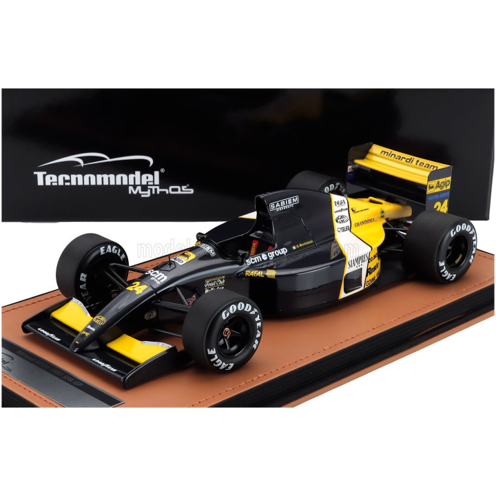 TECNOMODEL MINARDI F1 M191 FORD N 24 SPA FRANCORCHAMPS GP 1991 GIANNI MORBIDELLI - BLACK YELLOW WHITE 1/18