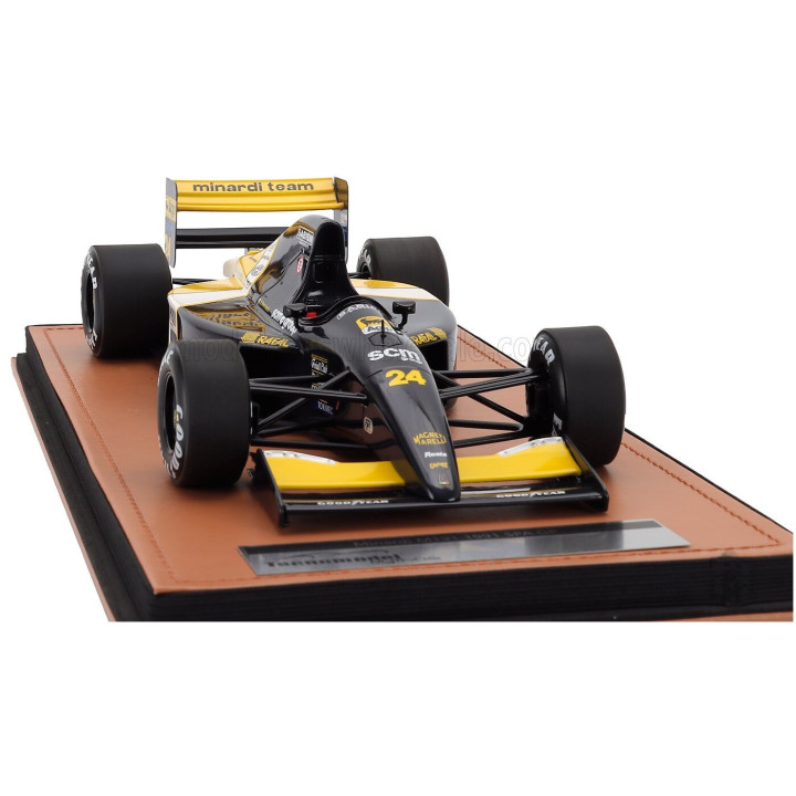 TECNOMODEL MINARDI F1 M191 FORD N 24 SPA FRANCORCHAMPS GP 1991 GIANNI MORBIDELLI - BLACK YELLOW WHITE 1/18
