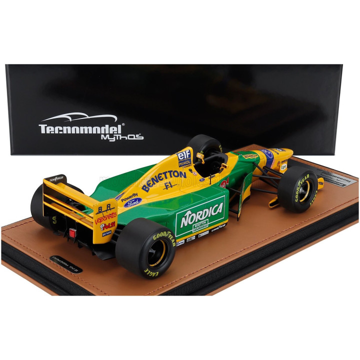 TECNOMODEL BENETTON F1 B193 TEAM BENETTON FORD N 0 TEST BARCELLONA 1993 MICHELE ALBORETO - YELLOW GREEN BLUE 1/18