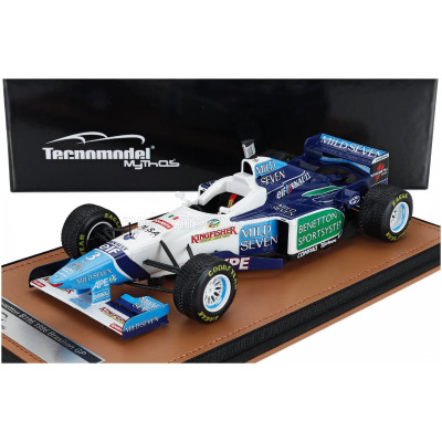 TECNOMODEL BENETTON F1 B196 TEAM RENAULT MILD SEVEN N 3 BRAZILIAN GP RAIN TIRES 1996 JEAN ALESI - WHITE LIGHT BLUE GREEN 1/18