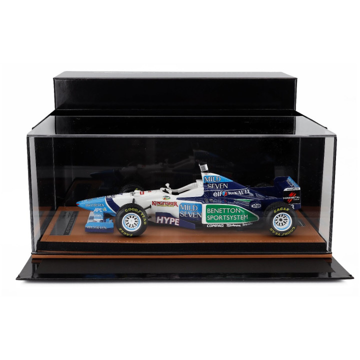 TECNOMODEL BENETTON F1 B196 TEAM RENAULT MILD SEVEN N 3 BRAZILIAN GP RAIN TIRES 1996 JEAN ALESI - WHITE LIGHT BLUE GREEN 1/18