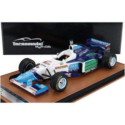 TECNOMODEL BENETTON F1 B196 TEAM RENAULT MILD SEVEN N 4 SPANISH GP RAIN TIRES 1996 GERHARD BERGER - WHITE LIGHT BLUE GREEN 1/18