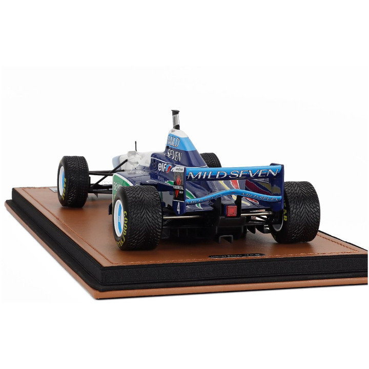 TECNOMODEL BENETTON F1 B196 TEAM RENAULT MILD SEVEN N 4 SPANISH GP RAIN TIRES 1996 GERHARD BERGER - WHITE LIGHT BLUE GREEN 1/18