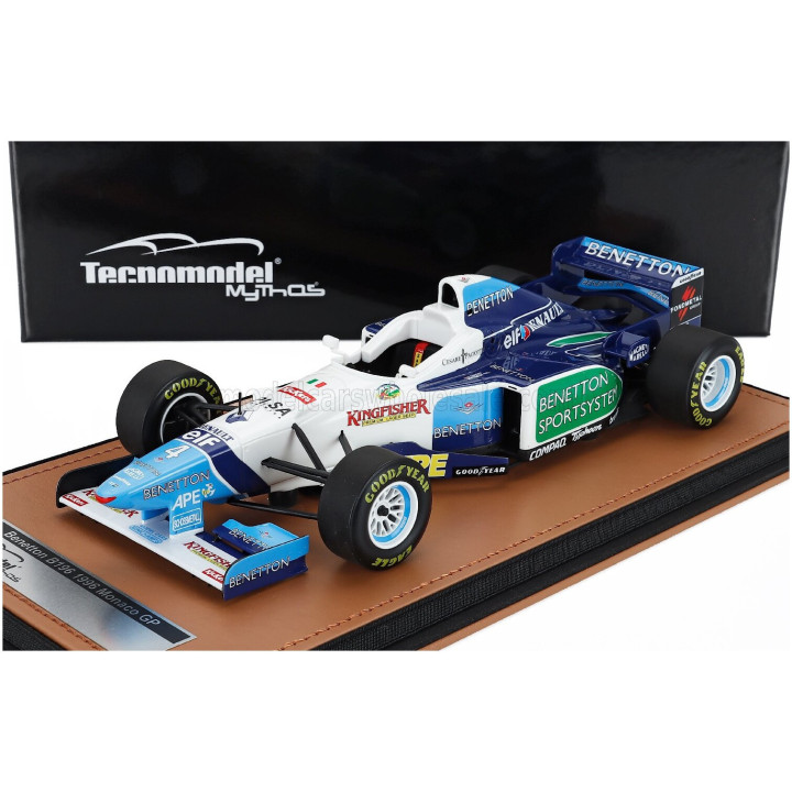 TECNOMODEL BENETTON F1 B196 TEAM RENAULT MILD SEVEN N 4 MONACO GP 1996 GERHARD BERGER - WHITE LIGHT BLUE GREEN 1/18