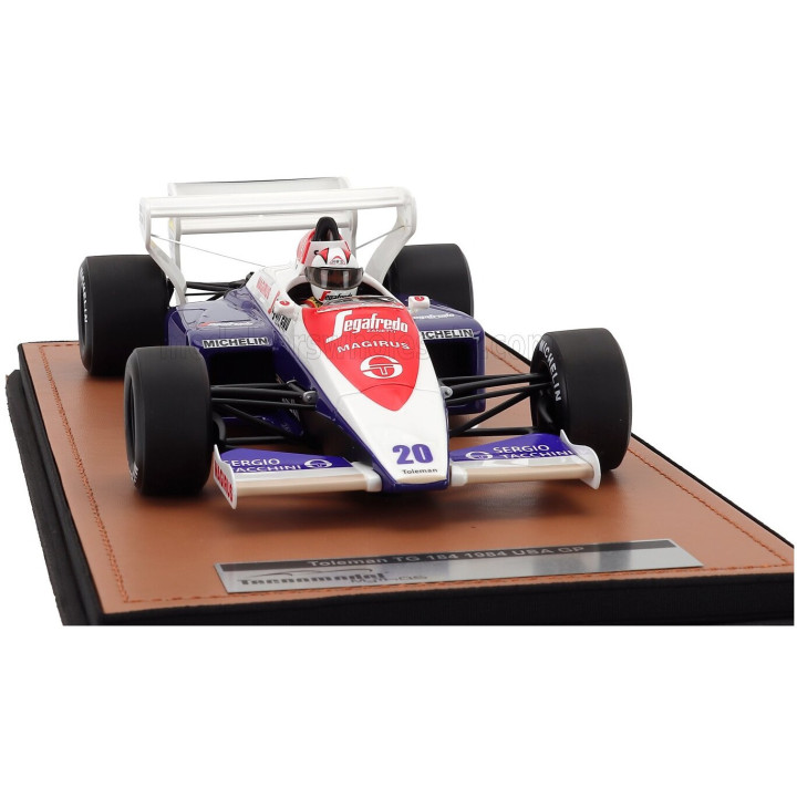 TECNOMODEL TOLEMAN F1 TG184 HART TURBO N 20 USA GP (with pilot figure) 1984 JOHNNY CECOTTO - BLUE WHITE RED 1/18