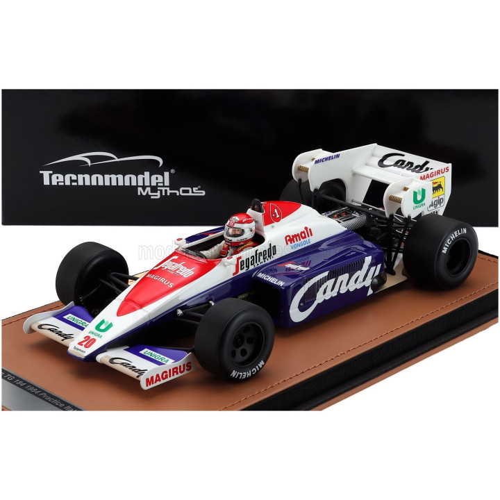 TECNOMODEL TOLEMAN F1 TG184 HART TURBO N 20 PRACTICE ITALY GP (with pilot figure) 1984 PIERLUIGI MARTINI - BLUE WHITE RED 1/18