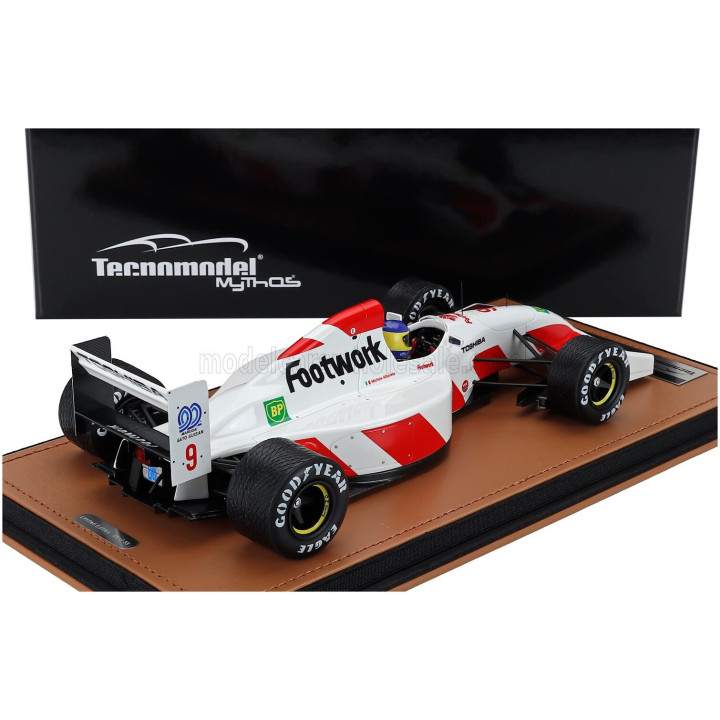 TECNOMODEL FOOTWORK F1 FA13 MUGEN HONDA N 9 SPAIN GP WITH RAIN TIRES (with pilot figure) 1992 MICHELE ALBORETO - WHITE RED 1/18
