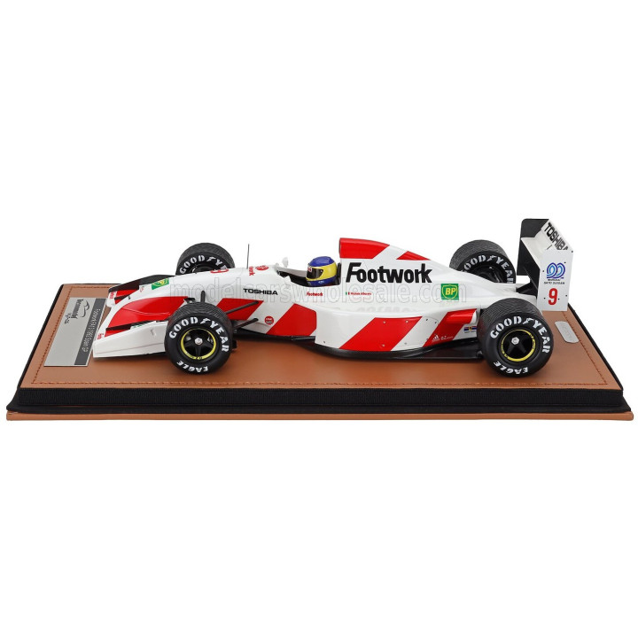 TECNOMODEL FOOTWORK F1 FA13 MUGEN HONDA N 9 SPAIN GP WITH RAIN TIRES (with pilot figure) 1992 MICHELE ALBORETO - WHITE RED 1/18